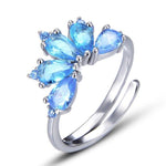 Blauwe bloemen ring