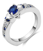 Blauwe doodshoofd ring