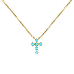 Blauwe stenen kruis ketting