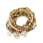 Gele bohemian levensboom armband