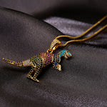 Gouden kristal dinosaurus T-Rex hanger ketting