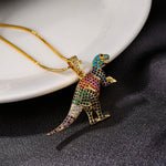 Gouden kristal dinosaurus T-Rex hanger ketting