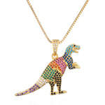 Gouden kristal dinosaurus T-Rex hanger ketting