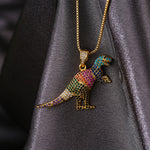 Gouden kristal dinosaurus T-Rex hanger ketting