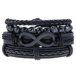 Infinity armband van leer en parels