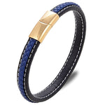 Leren armband blauw en zwart