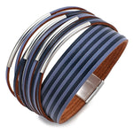 Leren armband donkerblauw