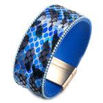 Leren armband luipaard blauw