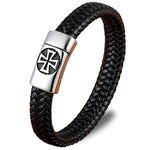 Leren armband met ijzeren kruis