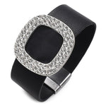 Leren armband met stras