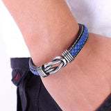 Leren armband staal