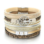 Levensboom Armband Beige leer