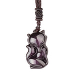 Obsidiaan totem vos ketting