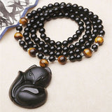 Obsidiaan vos ketting kralen