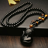 Obsidiaan vos ketting kralen