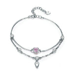 Roze hart armband (zilver)