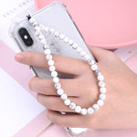 Telefoon ketting met witte parels