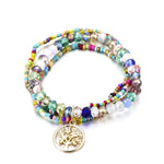 Veelkleurige bohemien levensboom armband