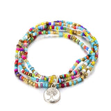 Veelkleurige bohemien levensboom armband