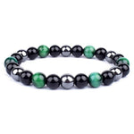 Zwart met groene echte hematiet armband