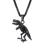 Zwarte T-Rex skelet dinosaurus hanger ketting